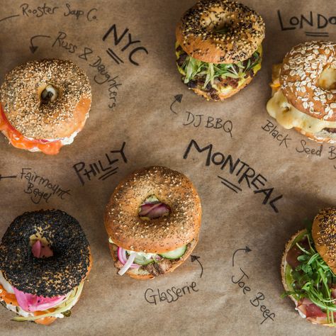 Bagel Catering Display, Bagel Box Ideas, Bagel Food Truck, Bagel Shop Ideas, Bagel Photography Food Styling, Bagel Shop Branding, Deli Food Ideas, Fancy Bagels, Bagel Shop Aesthetic