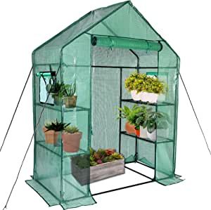 Comprehensive Protection：The portable greenhouse is designed to protect your plants and seeding against rough weather conditions like rain, wind, and snow. It can create the best environment for your plants to grow healthily and is helpful to extend your growing season! Robust & Stable: This heavy duty greenhouse uses high-quality steel pipes with a diameter of 0.6 inch and a thickness of 0.03 inch. More stable. The 0.085 inch diameter steel wire woven grid tray can carry 50 pounds per layer whi Best Greenhouse, Winter Greenhouse, Hobby Greenhouse, Outdoor Greenhouse, Large Greenhouse, Portable Greenhouse, Walk In Greenhouse, Indoor Greenhouse, Wooden Greenhouses