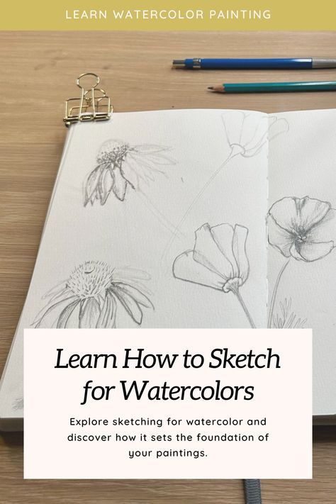 Sketch For Watercolor, Learn Modern Calligraphy, Watercolor Painting For Beginners, How To Sketch, Learn To Sketch, Follow Your Passion, Learn Watercolor Painting, Watercolor Beginner, Art Tutorials Watercolor