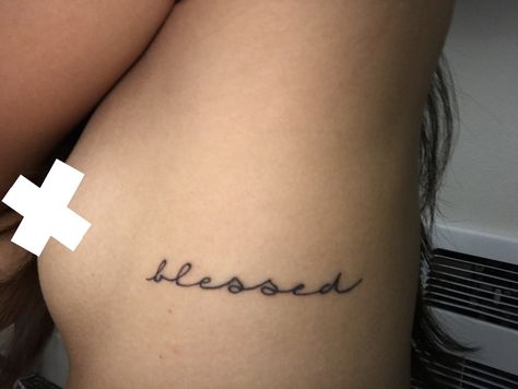 Blessed Script Tattoo, Fairy Tats, Blessed Tattoo, Blessed Tattoos, Chocolate Chip Waffles, Script Tattoo, Cursive Tattoos, Small Hand Tattoos, Tattoo Script