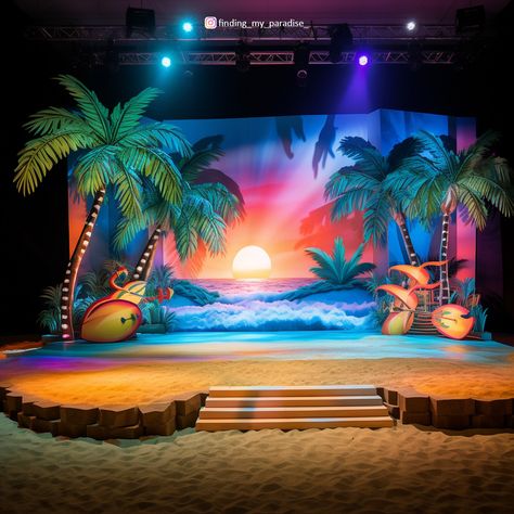 Designing Summer Beach Party Experience with AI Creative Booths, Beach Backdrop, Creative Backdrops, Tulip Decor, Beach Party Decorations, Stage Set Design, Set Design Theatre, Event Props, Beach Events