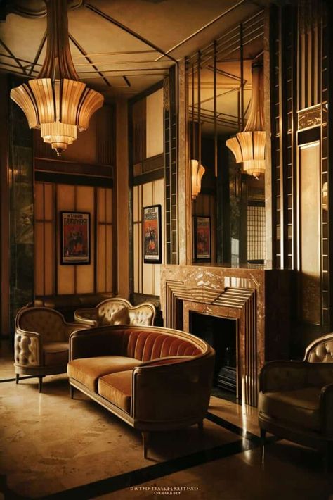 15 Stunning Art Deco 1920s Interior Ideas to Transform Your Space - Fabricerie 1920 Interior Design, Modernism Aesthetic, 1920s House Interior Design, 1930 Interior Design, 1920s Speakeasy Aesthetic, Art Deco Interior 1920s, 1920s Luxury, Original Art Deco Interior, Art Deco Architecture Interior