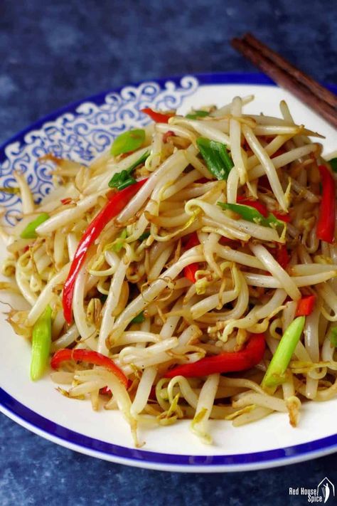 Mung bean sprouts: Homegrown guide & a stir-fry recipe - Red House Spice Sprouted Mung Bean Recipes, Mung Bean Sprouts Recipes, Bean Sprouts Recipes, Mung Bean Recipes, Recipes Stir Fry, Bean Sprout Recipes, Boiled Beef, Sprouts Recipes, Bean Sprout