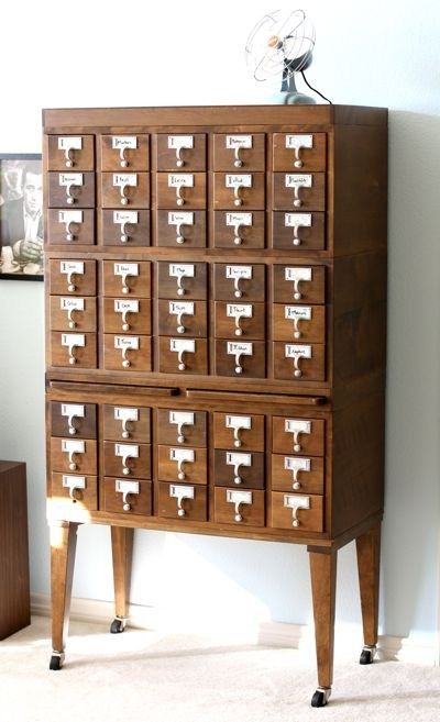 Card Catalog Home Decor Library Card Catalog, Ikea Inspiration, Fun Organization, Apothecary Cabinet, Card Catalog, Vintage Library, My New Room, 인테리어 디자인, Antique Furniture