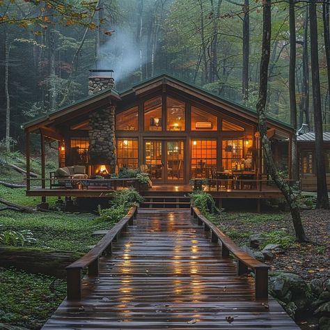 Adorable cabins (@adorable.cabins) • Fotos e vídeos do Instagram Hunter House, Mini Cabins, Outdoor Table Decor, European Cottage, Interior Design Pictures, Cottage Style House Plans, Fairy Home, Beautiful Cabins, Dream Land