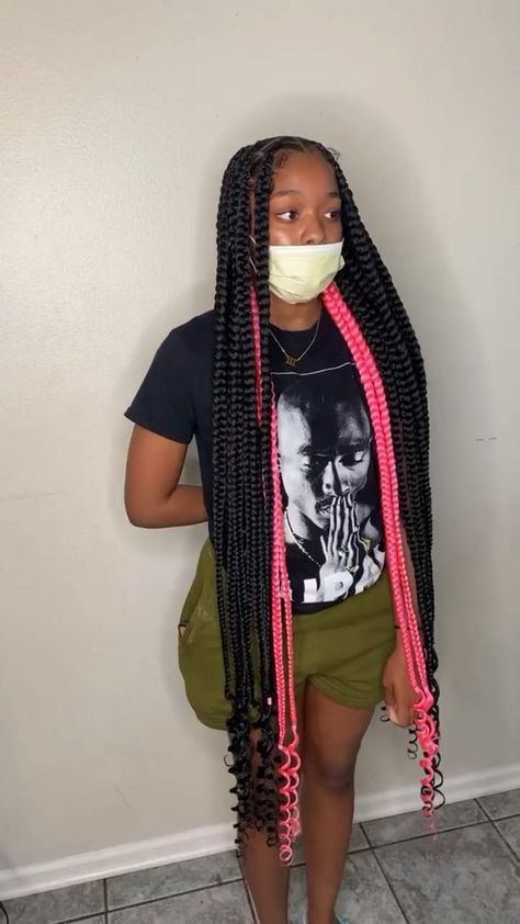 Besides Hairstyles For Black Women, Pink Large Knotless Braids, Peeka Boo Box Braids, Knotless Peek A Boo Braids, Blue Jumbo Knotless Braids, Extended Knotless Braids, Cute Back To School Hairstyles Black, Braided Cornrow Ponytail Hairstyles, Large Knotless Braids Hairstyles