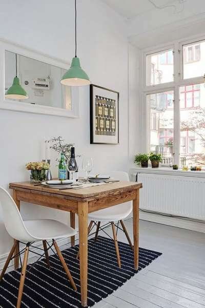 Cozy Scandinavian interior design #homedecor #design #interiordesign #scandinavian #decoratingideas #decorhomeideas Small Kitchen Tables, Apartment Dining, Kabinet Dapur, Small Bedrooms, Small Apartment Decorating, Apartment Kitchen, Small Dining, Room Remodeling, Decorating Small Spaces