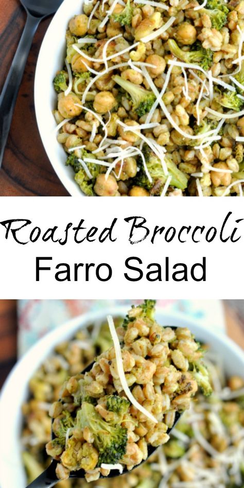 Suburban Kitchen, Farro Recipes, Farro Salad, Grain Salad, Roasted Broccoli, Mediterranean Diet Recipes, Salad Dressings, Meatless Meals, Veggie Dishes