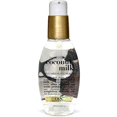 OMG. Gotta have this: OGX Nourishing Coconut Milk Anti-Breakage Serum Ogx Coconut Milk, Ogx Coconut, Coconut Milk For Hair, Coconut Oil Mask, Coconut Milk Shampoo, Coconut Oil Hair Mask, Coconut Hair, Hair Milk, Coconut Oil Hair