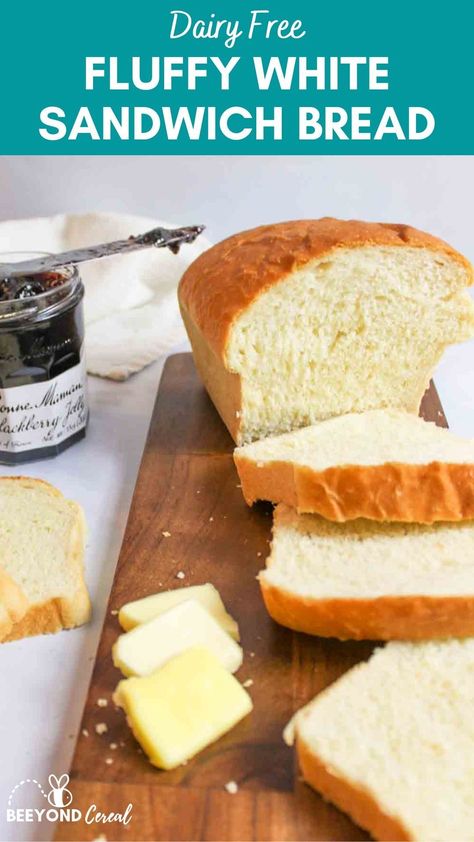 Homemade Bread Dairy Free, Vegan White Bread, Dairy Free Homemade Bread, Easy White Bread Recipes For Beginners, Dairy Free Bread Machine Recipes, Non Dairy Bread, Dairy Free Sandwich Bread, Yeast Free Bread Recipes, Salt Free Bread Recipe