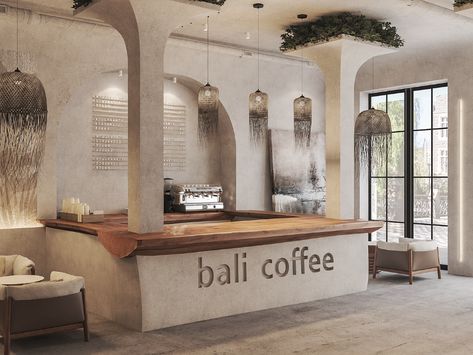 Minimalism Coffee Shop Design, Bali Cafe Interior, Bali Coffee Shop, Bean Aesthetic, Minimal Coffee Shop, Minimal Cafe, Niche Decor, Coffee House Design, Third Space