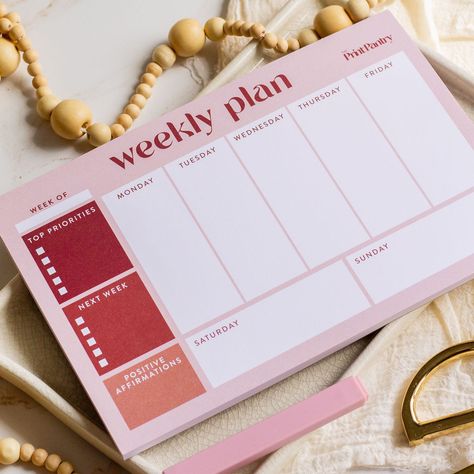 Notepads – The Print Pantry Block Planner, Weekly Planner Ideas, Pink Notepad, Weekly Notepad, Day Planning, Weekly Planner Notepad, Coworker Gifts, Note Pad Design, Week Planner