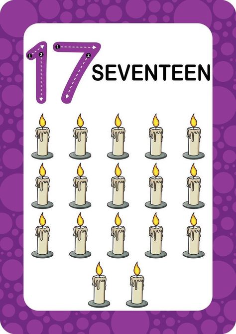 Numbers Flashcards. Number Seventeen Educational math card for children. Learn Counting numbers. Numbers Flashcards, Number Flashcards, Counting Numbers, Wedding People, Logo Banners, Cityscape Photos, Flash Cards, Heart With Arrow, The Numbers