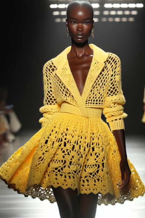 #crochet #fashion #runway Haute Couture Crochet, Runway Crochet, Crochet Runway, Crochet High Fashion, Knit Fashion Runway, High Fashion Runway, Knit Fashion, Crochet Fashion, Crochet Dress