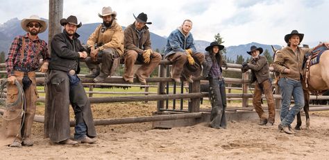 The ‘Yellowstone’ Ranch Hands Chat About Their Unusual Rite of Passage and the Special Bond They Share — Entertainment Weekly Yellowstone Clothing, Dutton Family, Yellowstone Ranch, Yellowstone Series, Ian Bohen, Character Role, Oregon Trail, Cowboy Art, Kevin Costner