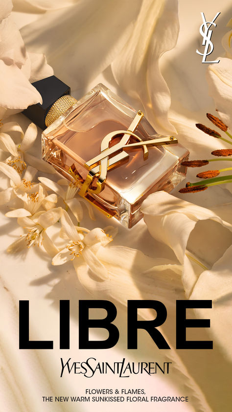 EXPERIENCE LIBRE FLOWERS & FLAMES, THE NEW WARM SUN-KISSED FLORAL FRAGRANCE BY YSL BEAUTY. NOW AVAILABLE AT SEPHORA. Ysl Products Aesthetic, Ysl Flowers And Flames, Ysl Libre Flowers And Flames, Libre Perfume, Beauty Branding Design, Best Drugstore Concealer, Ysl Libre, Perfume Ads, Drugstore Concealer