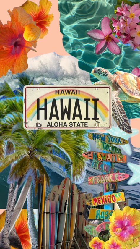 Hawaii Collage, Iphone Wallpaper Preppy, Beach Things, Coconut Dream, Vsco Aesthetic, Wallpaper Iphone Summer, Hawaiian Theme, Theme Background, Vintage Hawaii