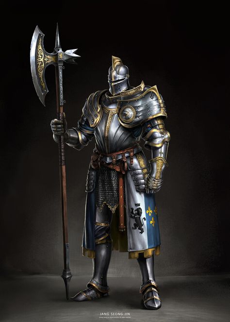 ArtStation - Character Concept: Royal Knight, Jang Seong Jin Knight Character Art, Living Armor, Knight Concept Art, Lord Knight, Royal Knight, Royal Crest, Ancient Armor, Knight Art, Knight Armor