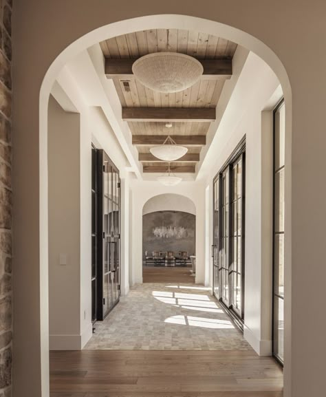 Archways In Homes, Grand Kitchen, Long Hallway, Entry Hallway, Spanish House, Parade Of Homes, New House Plans, Dream House Decor, The Ranch