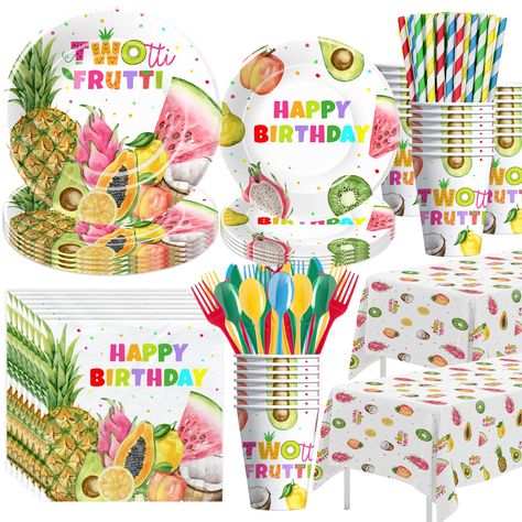 PRICES MAY VARY. 【Two-tti Fruity Birthday Decorations】Looking for fun and colorful party plates that will make your little one's second birthday celebration even more special? Look no further than our Twotti Fruity Party Paper Plates! These vibrant and playful plates feature a delightful array of fruits, including watermelon, pineapple, kiwi, and more. Not only do they add a fun layer to the celebration, but they're sure to impress your guests as well 【What Will You Get】Our fruit party decoratio Twotti Fruity Birthday, Tutti Frutti Party Decorations, Toddler Birthday Party Themes, Twotti Fruity, Tutti Frutti Party, Fiesta Theme Party, Perfect Birthday Party, Tea Party Theme, Birthday Plate