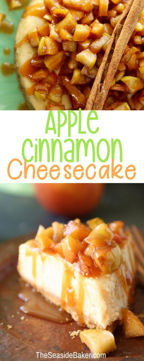 Apple Cinnamon Cheesecake, Cinnamon Apple Cheesecake, Cheesecake Cinnamon, Fall Cheesecake, Apple Cheesecake Recipes, Apple Crisp Cheesecake, Cinnamon Cheesecake, Delicious Cheesecake Recipes, Cheesecake Toppings