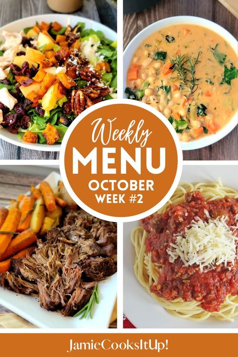 October Menu, Week #2-2024 - Jamie Cooks It Up Best Fall Dinner Recipes, Baked Brown Rice, Healthy Corn, Weekly Dinner Menu, Seafood Menu, Weekly Dinner, Pasta Salad Dressing, Harvest Salad, Fall Dinner Recipes