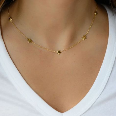 Gold Star Necklace, Necklace Star, Star Necklace Gold, Star Charm Necklace, Star Pendant Necklace, Celestial Jewelry, Wedding Jewellery Necklace, Cute Necklace, Layering Necklace