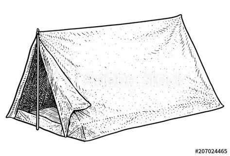 Camping Sketch, Tent Illustration, Tent Drawing, Ink Line Art, Forest Drawing, Line Art Vector, Camping Tent, Vector Stock, Art Block