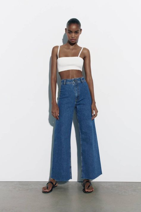 Denim High Fashion, Zara Jeans Outfit, High Rise Jeans Outfit, Marine Straight Jeans, Marine Jeans, Zara Wide Leg Jeans, High Fashion Streetwear, Straight Jeans Outfit, Spending Freeze