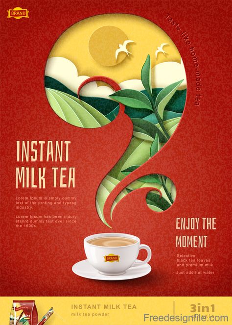 Instant milk tea flyer template vector Flyer Dj, Tea Poster, Posters Conception Graphique, Field Background, Menue Design, Logo Desing, Cut Out Art, Desain Editorial, Graphic Design Ads