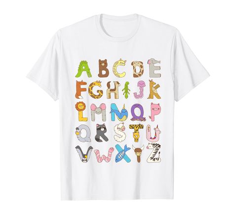 PRICES MAY VARY. This ABC Animals Alphabet graphic tee is perfect for toddlers, kids, students, and teachers. Ideal for teaching ABCs and learning to read books in preschool, kindergarten, in any grade, Perfect for back to school. This stylish ABC Animals Alphabet graphic tee makes a perfect present for students and teachers. Celebrate Back to School or the First Day of School with this design that everyone in preschool, and kindergarten students will love. Lightweight, Classic fit, Double-needl Presents For Students, Teaching Abcs, Abc Animals, Animals Alphabet, Learning To Read, Abc For Kids, Kindergarten Teacher, Animal Alphabet, Teacher Outfits