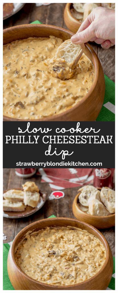 Philly Cheesesteak Dip, Appetizers Crockpot, Cheesesteak Dip, Philly Cheese Steak Dip, Strawberry Blondie, Slow Cooker Dips, Crockpot Appetizers, Superbowl Appetizers, Classic Sandwich