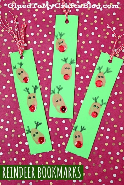 #gluedtomycrafts Craft Foam Thumbprint Reindeer Bookmarks For Kids To Make This Christmas Season Christmas Reading Crafts, Bookmarks For Kids To Make, Thumbprint Reindeer, Bookmarks For Kids, Wood Crafts Kids, Christmas Reading, Reindeer Craft, Christmas Bookmarks, Creative Kids Crafts