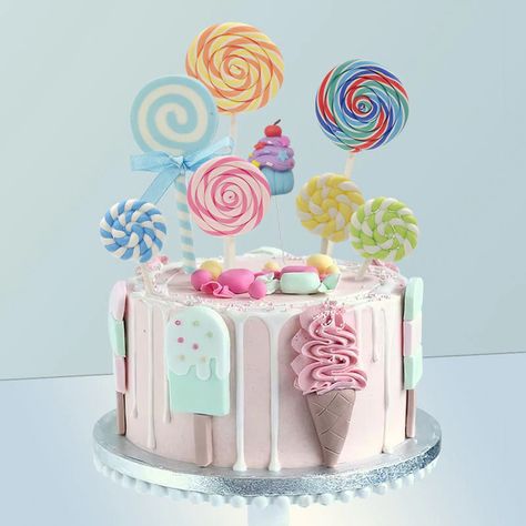 Smarter Shopping, Better Living! Aliexpress.com Lollipop Cake Topper, Baking Birthday Cake, 1st Birthday Cupcakes, Lollipop Birthday, Lollipop Cake, Birthday Cake Decoration, Girl Birthday Decorations, Candy Theme, Sweet Cupcakes