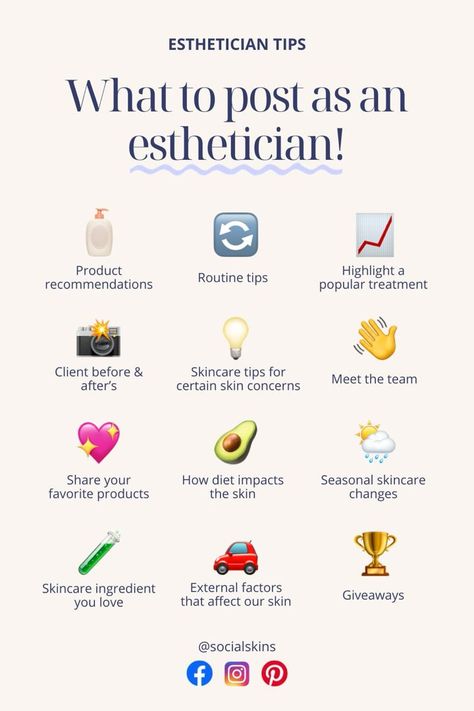 10 creative and engaging Instagram post ideas for estheticians to boost their following and grow their #Esthetician_Must_Know #Becoming_An_Esthetician_Career #Esthetics_Bio_For_Insta #Esthetician_Page_Ideas Esthetician Page Ideas, Esthetics Page Ideas, Best Esthetician Products, Esthetics School Notes, Esthetician Add On Services, Esthetician Skin Care Products, Esthetics Bio For Insta, Esthetics Social Media Posts, Esthetics Content Ideas