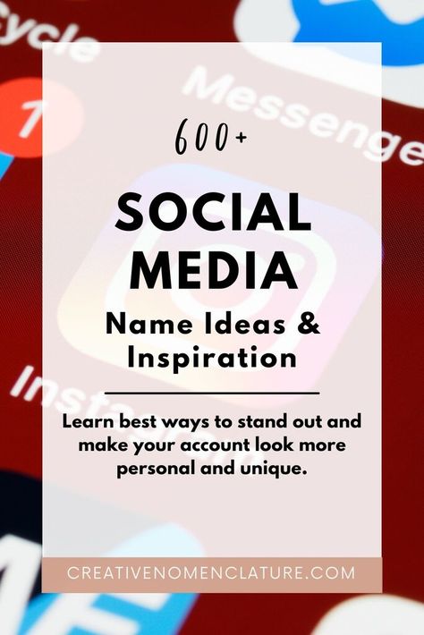 600 Unique Social Media Name Ideas & Inspiration Quotes Page Name Ideas, Social Media Manager Business Names, Names For Social Media Account, Facebook Names Ideas Social Media, Social Media Names Ideas, Whatsapp Name Ideas, Album Name Ideas Facebook, Business Page Name Ideas, Fake Names For Facebook