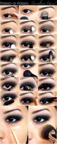 Smokey eye makeup tutorial for Asian monolids Rock Makeup Looks Hooded Eyes, Emo Easy Makeup, Goth Makeup Step By Step, Gothic Eye Makeup Hooded Eyes, Formal Gothic Makeup, Grunge Smokey Eye Makeup, Gothic Eye Makeup Tutorial, Mcbling Eye Makeup, How To Goth Makeup