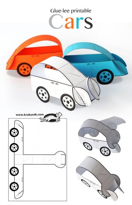 Glue-lee printable CARS Printable Cars, Paper Car, Car Craft, Aktivitas Montessori, Paper Crafts For Kids, Childrens Crafts, Paper Toys, Craft Activities For Kids, Arts And Crafts For Kids