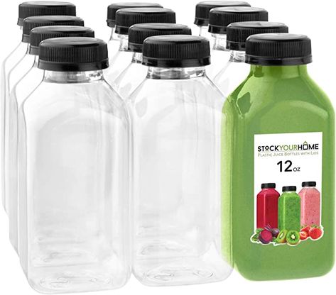 Mini Water Bottles, Empty Plastic Bottles, Black Caps, Food Truck Business, Take Out Containers, Drink Containers, Juice Drinks, Reusable Bottle, Juice Bar