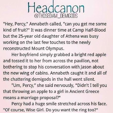 Percabeth Proposal 💙 Zio Rick, Percy Jackson Head Canon, Frank Zhang, Percy And Annabeth, Piper Mclean, Jason Grace, Percy Jackson Memes, Leo Valdez, Percy Jackson Art