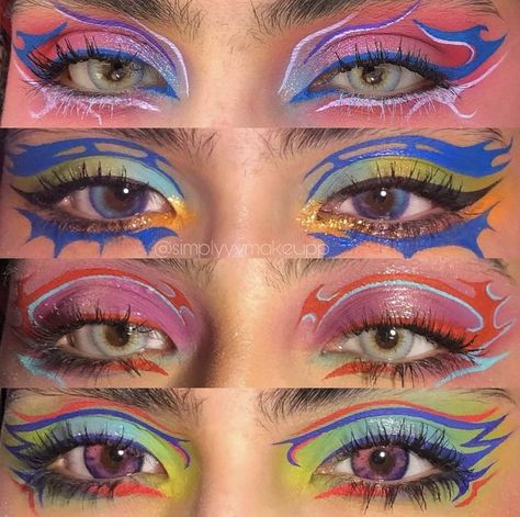 Makeup Inspo Aesthetic, Colourful Eyeshadow, Funky Makeup, Maquillage On Fleek, Drag Make-up, Graphic Makeup, Rave Makeup, Graphic Eyeliner, Swag Makeup