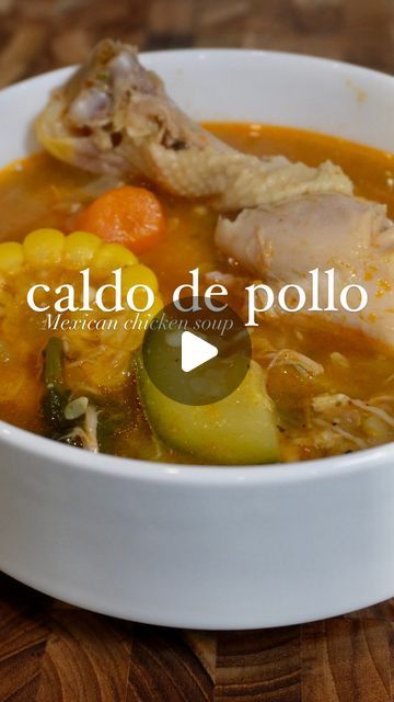 Dasha | Easy Family Meals on Instagram: "Caldo de pollo (Mexican chicken soup) will get me right every time! I still remember the first bowl I had of this from a local restaurant in Houston I went back 3 times that week and was never the same 😂  This soup is mandatory to have in your back pocket for soup season bc you just never know when you wake up with the sniffles and need a pick me up.   Y’all know we love rice over here, so I paired it with a homemade Mexican rice, which leveled up the flavor even more.  What you’ll need to make Caldo de Pollo: (Ingredients) 4 lbs bone-in chicken thighs and drumsticks 4 bay leaves 2 whole cloves of garlic, peeled  1 large onion, halved 2 tablespoons chicken bouillon powder (adjust to taste) 1 small can of Mexican-style tomato sauce 4 pieces of corn How To Make Caldo De Pollo Mexican Chicken Soups, Easy Chicken Caldo Recipe, Cream Of Chicken Potato Soup, Latin Chicken Soup, Chicken Legs Soup Recipes, Authentic Mexican Chicken Soup, Easy Caldo De Pollo Recipes, How To Make Chicken Soup, Chicken Caldo Recipe