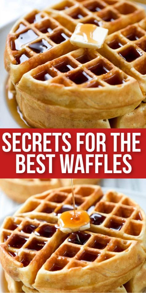 Homemade Fluffy Waffles, Fluffy Crispy Waffles, Waffle Making Tips, Waffles Using Pancake Batter, Crispy Waffles In Waffle Maker, Dense Waffle Recipe, Best Ever Waffle Recipe, How To Cook Waffles, The Best Waffle Recipe Ever