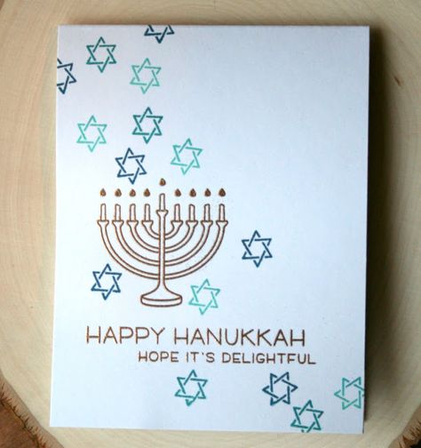 Hanukkah Card by Jess Gerstner featuring Lawn Fawn Love You a Latke Hanukkah Cards Handmade, Happy Hanukkah Cards, Easy Birthday Cards Diy, Jewish Holiday Cards, Hanukkah Art, Hanukkah Crafts, Watch Simple, Hanukkah Cards, Simple Birthday Cards