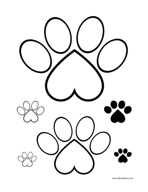 Paw Print Applique Pattern, Paw Print Coloring Pages, Paw Print Stencil Free Printable, Dog Stencils Printables Templates, Dog Paw Template Free Printable, Printable Paw Prints, Dog Template Printable Free Pattern, Punch Needle Patterns Printable, Dog Paw Outline