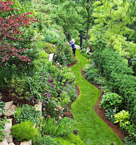 Steep Backyard, Landscaping A Slope, Walkway Landscaping, Hillside Garden, Hillside Landscaping, Sloped Garden, Master Gardener, Garden Tours, Garden Care