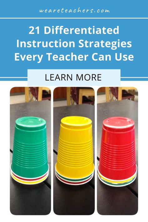 Learn how to apply differentiated instruction strategies to your classroom, ensuring every student has a chance to succeed each day. Sped Teaching Strategies, Differentiation Strategies Elementary, New Teaching Strategies, How To Differentiate Instruction, Differentiation In The Classroom Ideas, Tier 1 Instructional Strategies, Instructional Strategies Elementary, Math Differentiation Strategies, Active Learning Strategies Teaching