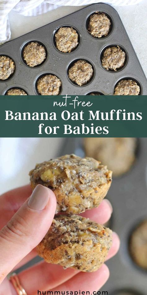 Baby Banana Muffins, Banana Muffins No Sugar, Oatmeal Banana Muffins, Egg Free Muffins, Low Sugar Muffins, Dairy Free Baby, Banana Nut Oatmeal, Baby Led Weaning Breakfast, Source Of Iron