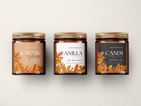 "Our self-customisable Candle Label Templates are a ready-designed, instant download solution to help you brand your beautiful candle products - saving you valuable time as the designing has been done for you! Quick & easy to edit & customise to your candle business in Canva, then save to your computer or laptop & print at home or professionally. Available now👆 3 sizes including reverse label design & 3 colours included, but choose any colour you wish in Canva! 🌈 These modern templates are ide Label Design For Candles, Fall Candle Labels, Candle Labels Design Ideas, Candle Label Design Ideas, Luxury Candle Packaging Design, Candle Jar Design, Candle Label Ideas, Christmas Candle Labels, Candle Labels Ideas