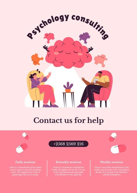 Psychology Posters Ideas, Counseling Advertisement, Psychology Posters Design, Therapy Poster Design, Talk Poster Design, Counselling Poster, Psychology Aesthetic Art, Health Poster Design, Psychology Infographic